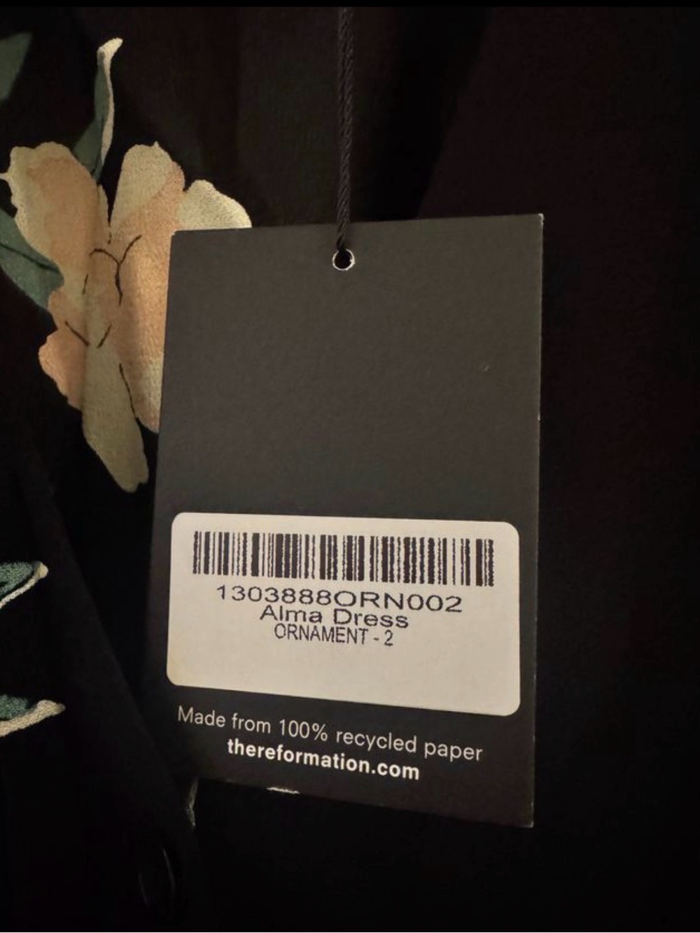 Reformation Black Floral V-Neck Midi Dress with Pink Blossoms - Picture 4 of 4